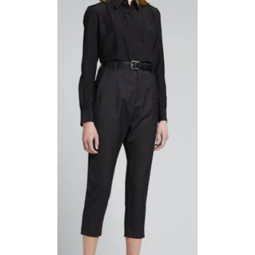 Nili Lotan Paris High Rise Pinstripe Wool Tapered Pants Charcoal Size 0